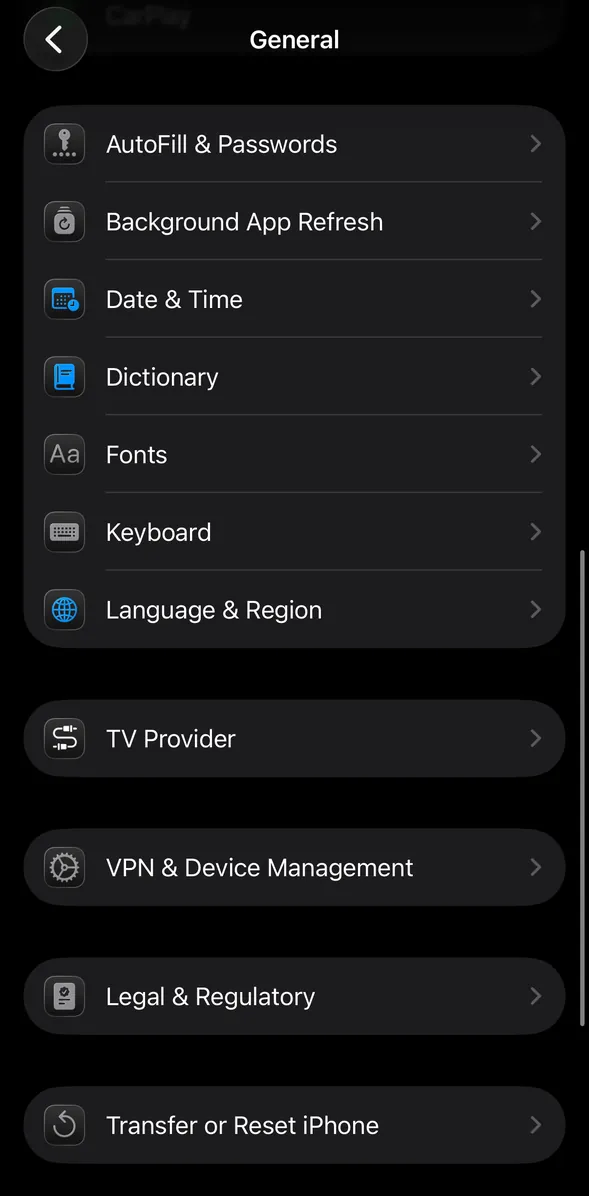 General, with Keyboard in its list